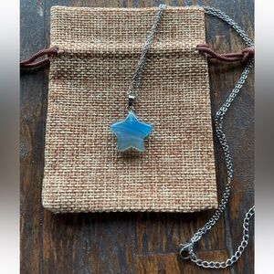Blue Onyx Star Necklace Agate Pendant Crystal Star Necklace